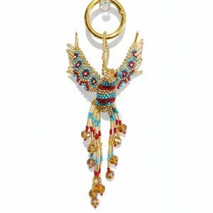 Handmade Beaded Hummingbird Bag Charm Keychain Pendant Key Ring – Colorful Gift